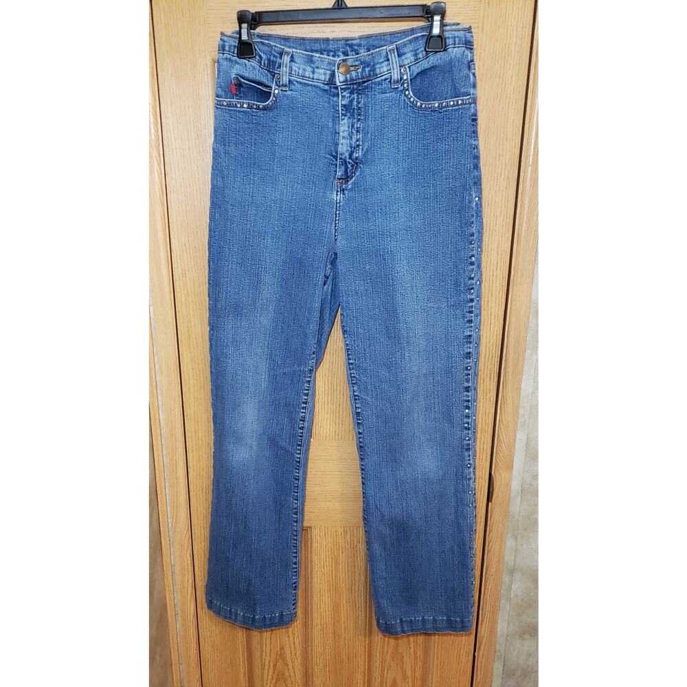 Nydj diamond studded  5/7 blue denim jeans